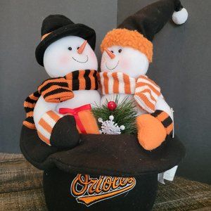 MLB Baltimore Orioles Snowman Snowwoman Plush NEW